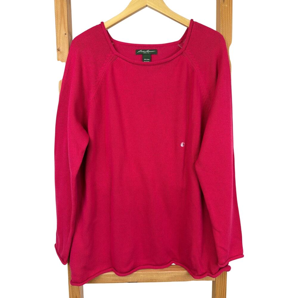 Eddie Bauer Hot Pink Long Sleeve Square Neck Sweater XXL